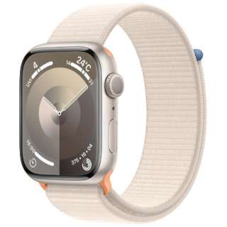Apple Watch Series 9（GPSモデル）- 45mmスターライトアルミニウムケースとスターライトスポーツループ MR983J/A