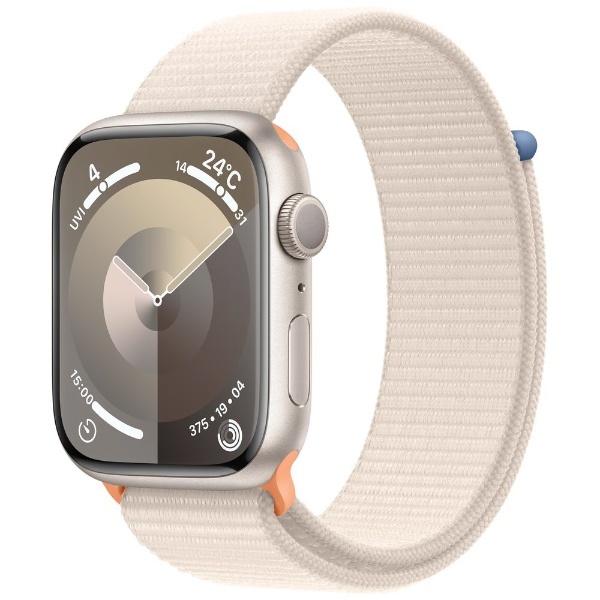 Apple Watch Series 9（GPSモデル）- 45mmスターライトアルミニウムケースとスターライトスポーツループ MR983J/A  アップル｜Apple 