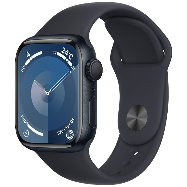 Apple Watch Series 9（GPSモデル）- 41mmミッドナイトアルミニウムケースとミッドナイトスポーツバンド - S/M  MR8W3J/A