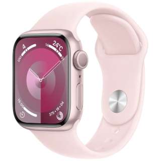 Apple Watch Series 9（GPSモデル）- 41mmピンクアルミニウムケースとライトピンクスポーツバンド - S/M MR933J/A