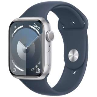 Apple Watch Series 9（GPSモデル）- 45mmシルバーアルミニウムケースとストームブルースポーツバンド - S/M MR9D3J/A