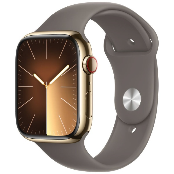 Apple Watch Series 9（GPS + Cellularモデル）- 45mmゴールドステンレススチールケースとクレイスポーツバンド -  M/L MRMT3J/A