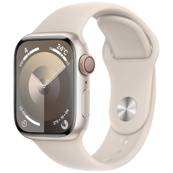 Apple Watch Series 9（GPS + Cellularモデル）- 41mmスターライトアルミニウムケースとスターライトスポーツバンド  - M/L MRHP3J/A
