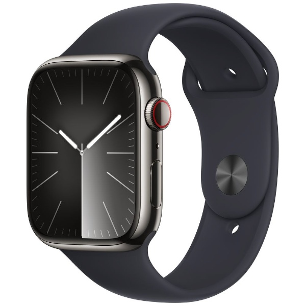Apple Watch Series 9（GPS + Cellularモデル）-  45mmグラファイトステンレススチールケースとミッドナイトスポーツバンド - S/M MRMV3J/A