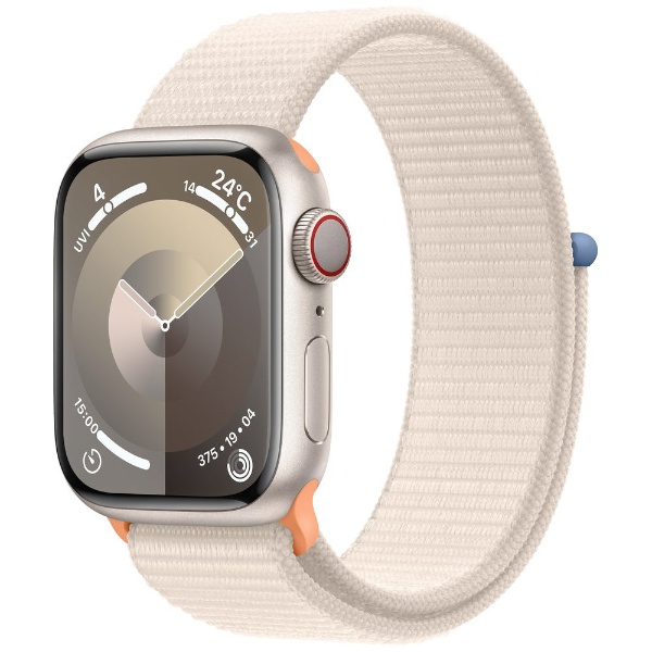 Apple Watch Series 9（GPS + Cellularモデル）- 41mmスターライトアルミニウムケースとスターライトスポーツループ  MRHQ3J/A
