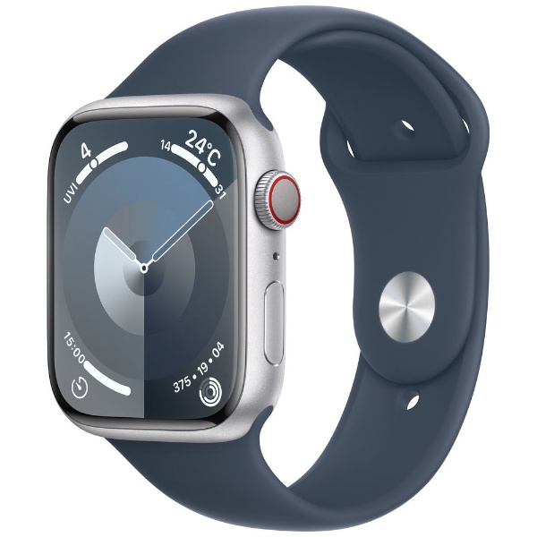 Apple Watch Series 9（GPS + Cellularモデル）- 45mmシルバーアルミニウムケースとストームブルースポーツバンド -  M/L MRMH3J/A