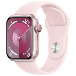 Apple Watch Series 9（GPS + Cellularモデル）- 41mmピンクアルミニウムケースとライトピンクスポーツバンド - M/L MRJ03J/A