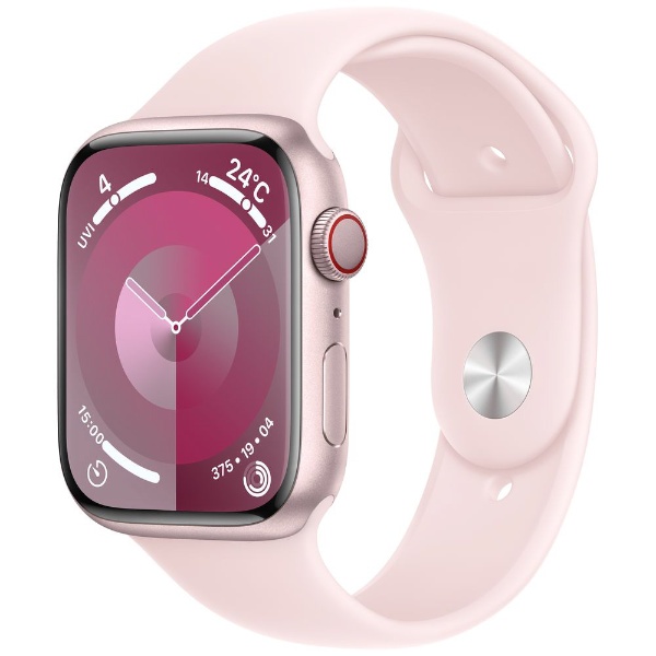 Apple Watch Series 9（GPS + Cellularモデル）- 45mmピンクアルミニウムケースとライトピンクスポーツバンド -  S/M MRMK3J/A