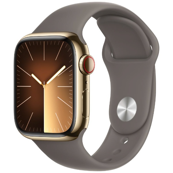 Apple Watch Series 9（GPS + Cellularモデル）- 41mmゴールドステンレススチールケースとクレイスポーツバンド -  M/L MRJ63J/A