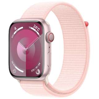 Apple Watch Series 9（GPS + Cellularモデル）- 45mmピンクアルミニウムケースとライトピンクスポーツループ MRMM3J/A