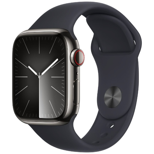 Apple Watch Series 9（GPS + Cellularモデル）-  41mmグラファイトステンレススチールケースとミッドナイトスポーツバンド - S/M MRJ83J/A