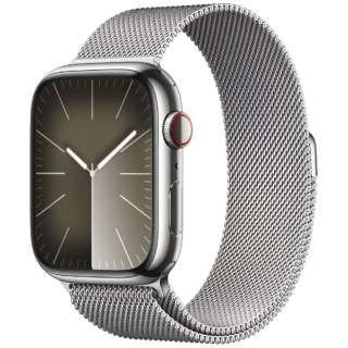Apple Watch Series 9（GPS + Cellularモデル）- 45mmシルバーステンレススチールケースとシルバーミラネーゼループ MRMQ3J/A