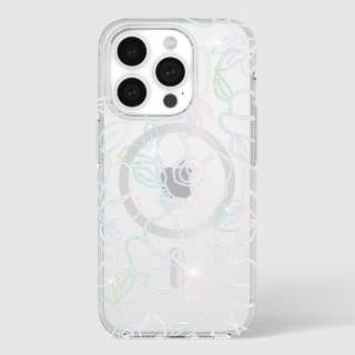 支持iPhone 15 Pro Max KSNY Protective Hardshell MagSafe的-Modern Floral Glitter Silver