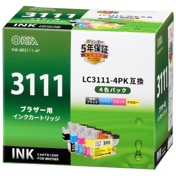 互換プリンターインク [ブラザー LC3111-4PK] 4色パック INK-BR3111-4P