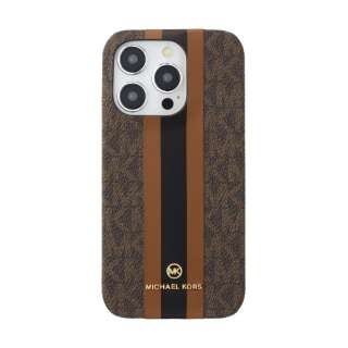 Slim Wrap Case Stripe MagSafe iPhone 15 Pro MICHAEL KORS Brown MKSTBRWWPIP2361P