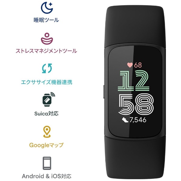 Suica對應]健身卡車司機ＧＰＳ搭載Fitbit Charge 6 Obsidian Band