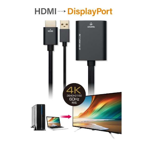 fϊA_v^ [HDMI IXX DisplayPort /USB-AIXd] 4KΉ HDA-DP4K1/BK [HDMIDisplayPort /0.3m]_2