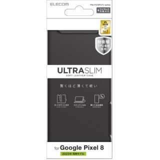 Google Pixel 8箱皮革床罩笔记本型磁铁襟翼打击吸收超轻量薄型无线充电可的台灯功能在的UltraSlim黑色PM-P233PLFUBK