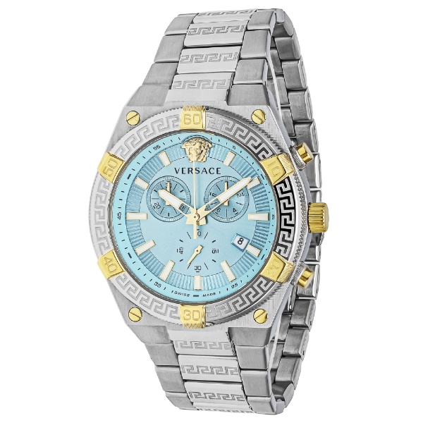 ヴェルサーチ VERSACE 腕時計 メンズ VESO01223 スポーティー グレカ クオーツ ライトブルーxシルバー アナログ表示
