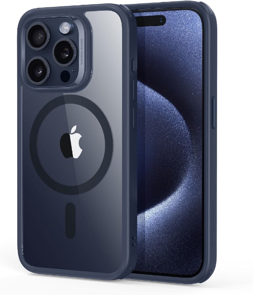 iPhone 15 Pro（6.1インチ）ハイブリッドケース ESR Clear Dark Blue