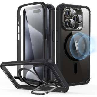 iPhone 15 Pro Max 2p[g nCubhP[X(MagSafeΉj ESR Clear Black ArmorToughCasewithStashStandforiPhone15ProMax