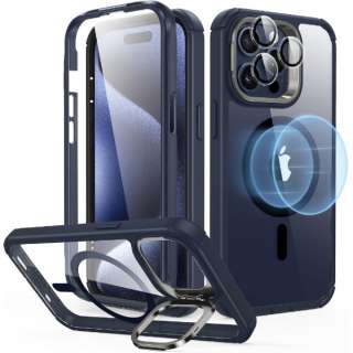 iPhone 15 Pro Max 2部分混合包(MagSafe对应)ＥＳＲ Clear Dark Blue ArmorToughCasewithStashStandforiPhone15ProMax