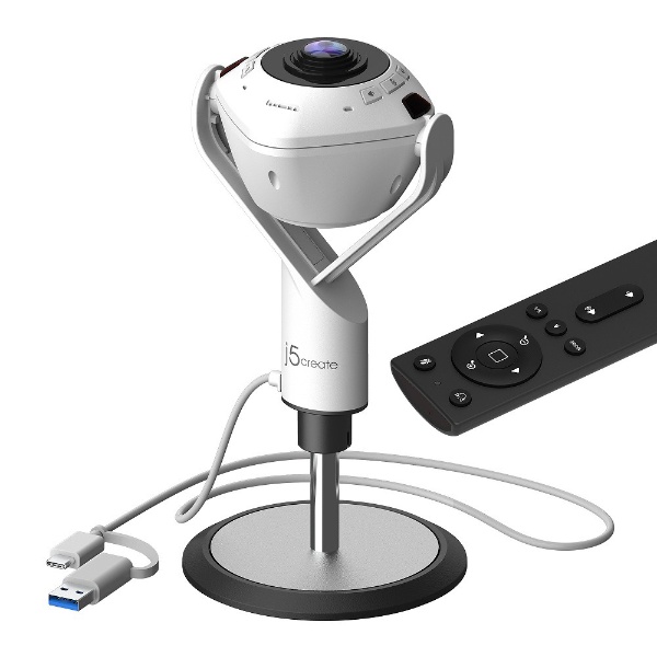 ウェブカメラ＋マイク・スピーカー USB-C＋USB-A接続 AI機能・360度(Chrome/Mac/Windows11対応) ホワイト  JVU368 [有線]