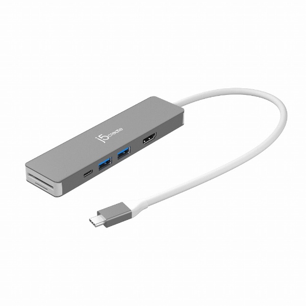 ［USB-C オス→メス カードスロットｘ2 / HDMI / USB-Aｘ2 / USB-Cｘ2］USB PD対応 100W ドッキングステーション  シルバー/ホワイト JCD390 [USB Power Delivery対応]