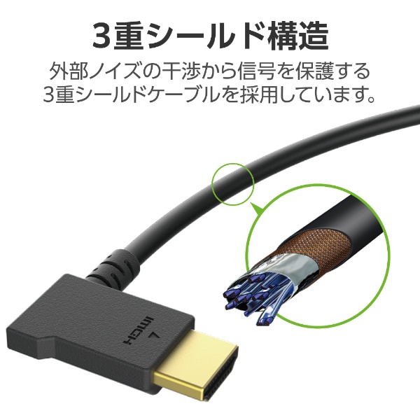 まとめ得 エレコム HDMI ケーブル HIGH SPEED with Ethernet L字 左向き 1.5m 4K 30Hz ブラック CAC-HD14EYL15BK x [2個] /l