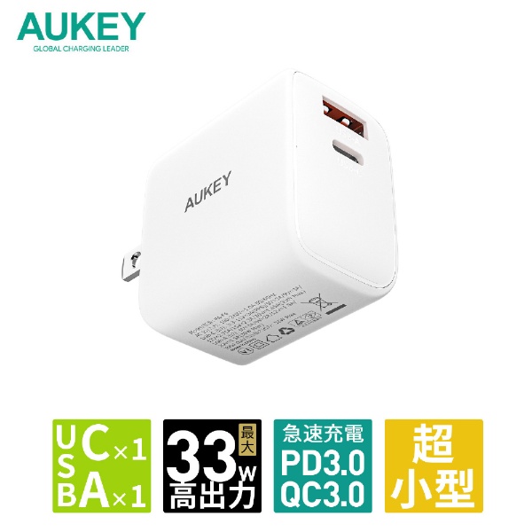 AUKEY() USBŴ Swift Mix 32W [USB-A 1ݡ/USB-C 1ݡ] ۥ磻 AUKEYʥ White PA-F4-WT [2ݡ /USB Power Deliveryб]