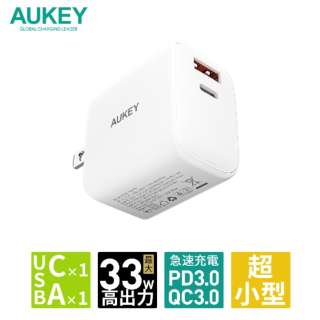 AUKEYiI[L[j USB[d Swift Mix 32W mUSB-A 1|[g/USB-C 1|[gn AUKEYiI[L[j zCg PA-F4-WT [2|[g /USB Power DeliveryΉ]