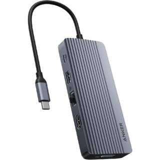 mUSB-C IXX J[hXbg2 / HDMI / VGA / LAN / USB-A3 / USB-C2nUSB PDΉ 100W hbLOXe[V O[ A83C20A1 [USB Power DeliveryΉ]