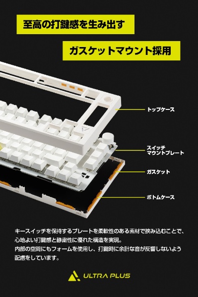 ゲーミングキーボード ホワイト UP-MKGA75-J/WH [有線・ワイヤレス