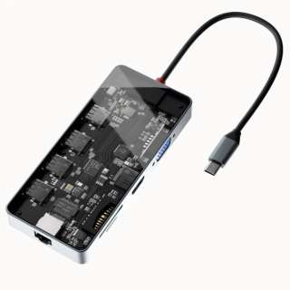mUSB-C IXX J[hXbg2 / HDMI / VGA / LAN / 3.5mm / USB-A4 / USB-C] USB PDΉ 100W hbLOXe[V SEE-THROUGH 6 V[X[ SD-CMULTI01-B [USB Power DeliveryΉ]