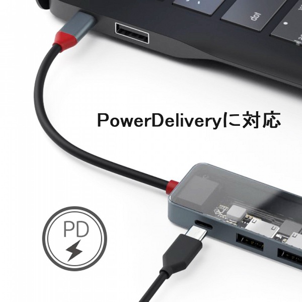 ［USB-C オス→メス カードスロットｘ2 / HDMIｘ2 / LAN / USB-Aｘ4 / USB-C] USB PD対応 100W  ドッキングステーション SEE-THROUGH 5 シースルー SD-CMULTI05 [USB Power Delivery対応]