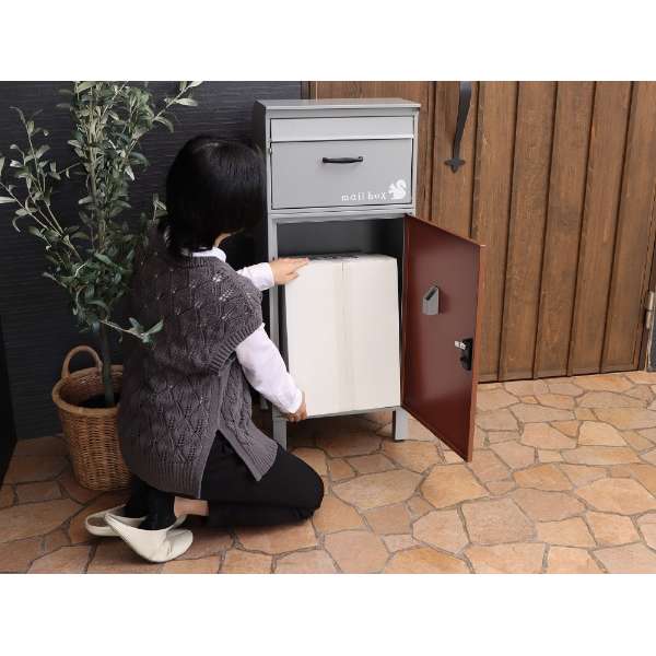 [realm]送货上门BOX在的邮筒(GY/WD)灰色×木材_7