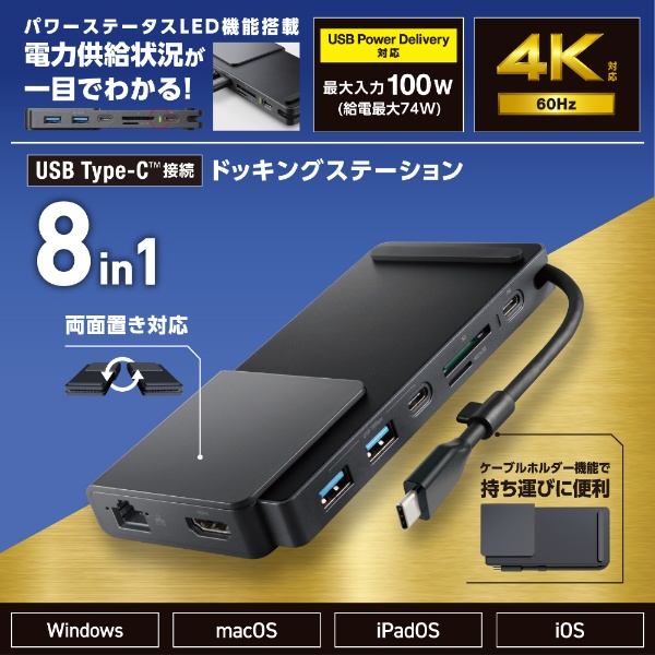 USB-C オス→メス カードスロットｘ2 / HDMI / LAN / USB-Aｘ2 / USB