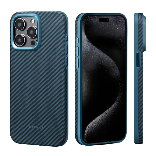 MagEZ Case 4 Pro for iPhone 15 Pro Max（6.1インチ） アラミド繊維ケース ［Black/Blue Twill］  1500D Black/Blue KI1508PMPA