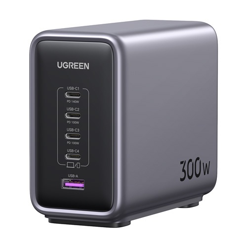UGREEN Nexode 卓上急速充電器 300W GaN 4C1A 5ポート 15853B グレー UGR-OT-000007 [USB  Power Delivery対応 /5ポート /GaN(窒化ガリウム) 採用]