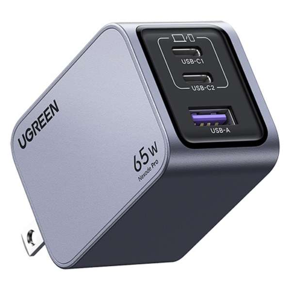 UGREEN Nexode Pro }[d 65W GaN 2C1A 3|[g USB-C to USB-CP[ut 25870 O[ UGR-OT-000008 [USB Power DeliveryΉ /3|[g /GaN(KE) ̗p]_1