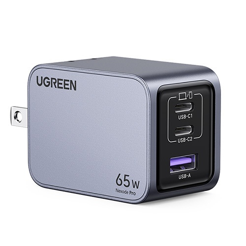 UGREEN(ユーグリーン) PD対応 Nexode 急速充電器 65W 3ポート(Type-C×2ポート、USB-A×1ポート) UGREEN Nexode PD 65W GaN Fast Black 10334 返品種別A