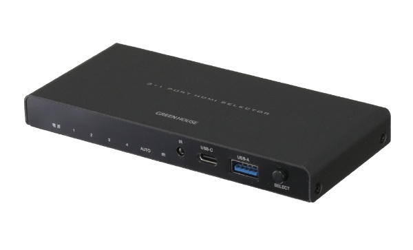 HDMIセレクタ Input4(HDMI3+Type-C1)+Output1ポート ブラック GH-HSWH4-BK