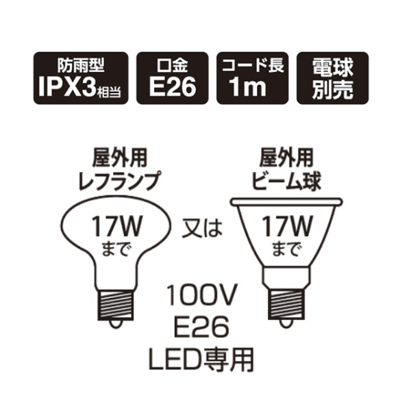 防雨型クリップライト LED専用 カバー無し E26 CWXELP06GM [防雨型