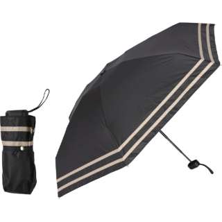 5段小型的遮阳伞mini式6部骨头2线黑色×浅驼色M502L-065PI-black-beige[晴雨伞/50cm]
