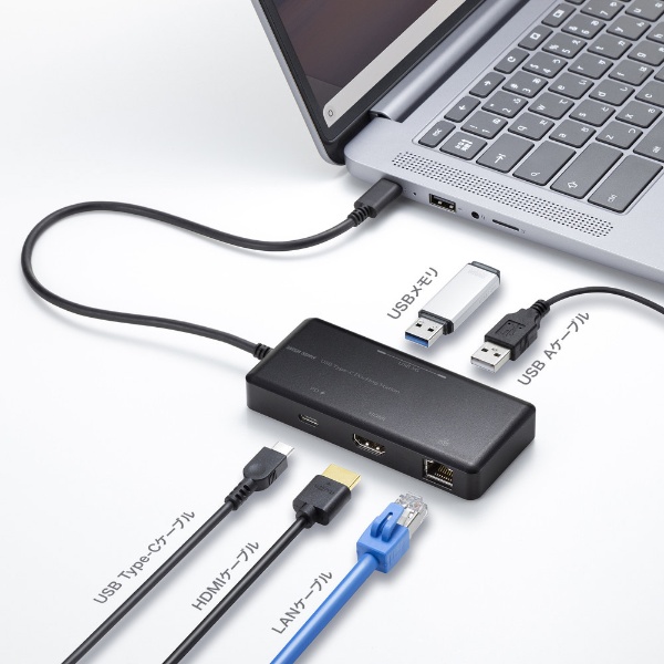 USB-C オス→メス HDMI / LAN / USB-Aｘ2 / USB-C］USB PD対応 100W