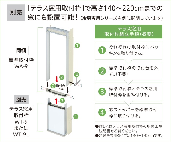 冷房専用窓用エアコン 標準取り付け枠(77～140cm) WA-9 コロナ WA-9 