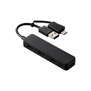 U2H-CA4003BBK USB-C{USB-A  USB-A ϊnu (Mac/Windows11Ή) ubN [oXp[ /4|[g /USB2.0Ή]