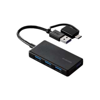 U3H-CA4004BBK USB-C{USB-A  USB-A ϊnu (Mac/Windows11Ή) ubN [oXp[ /4|[g /USB 3.1 Gen1Ή]