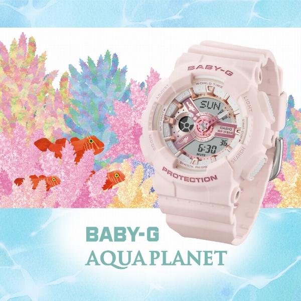 BABY-G（ベビージー）「Love The Sea And The Earth」アクアプラネット コラボレーションモデル ピンク  BA-110AQ-4AJR カシオ｜CASIO 通販 | ビックカメラ.com