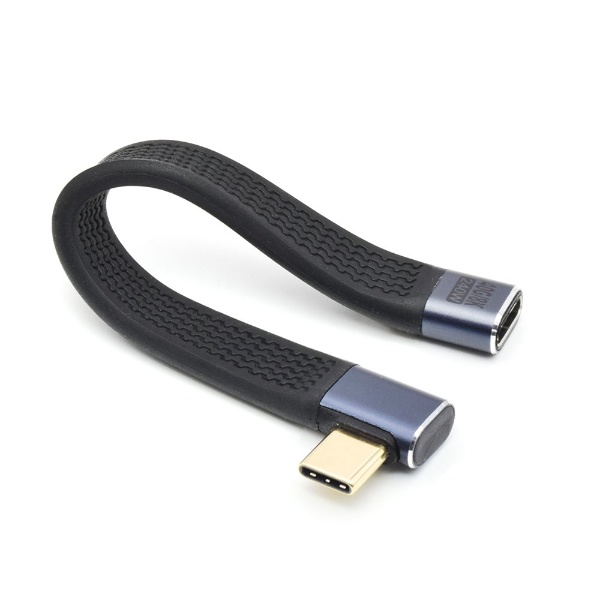 USB-C 延長ショートケーブル 13cm フラットタイプ 直角L型SLIM形状 [PD240W / USB4.0] ブラック  TCTCSC-LR-FLATEX [Type-Cオス] 日本トラストテクノロジー｜JTT 通販 | ビックカメラ.com